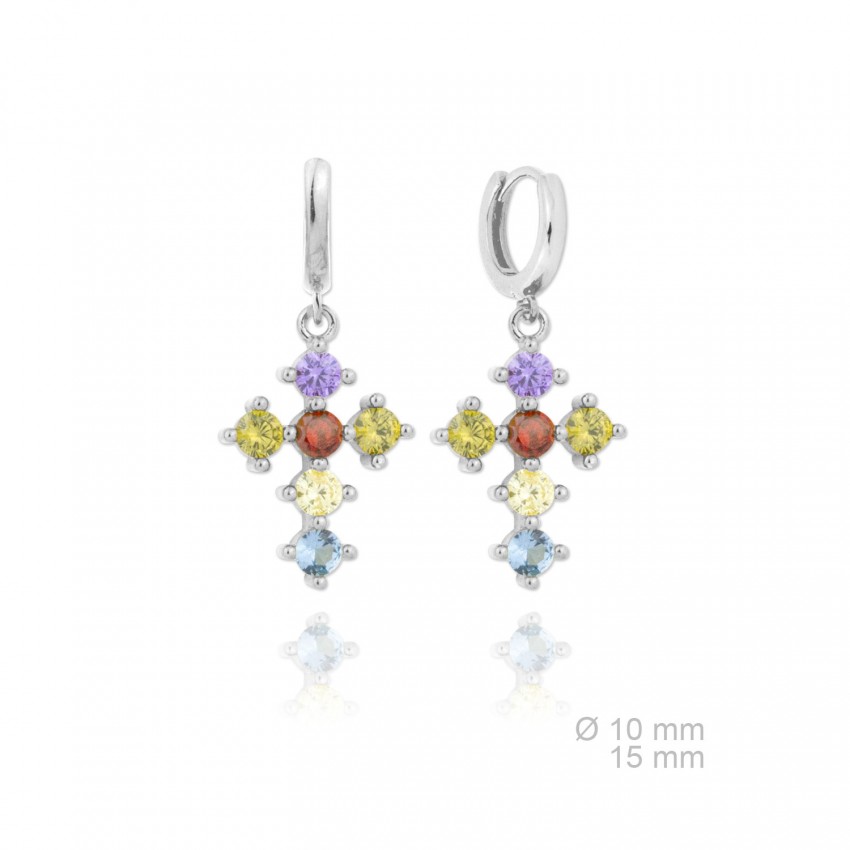 Pendientes de Plata de Ley y circonita