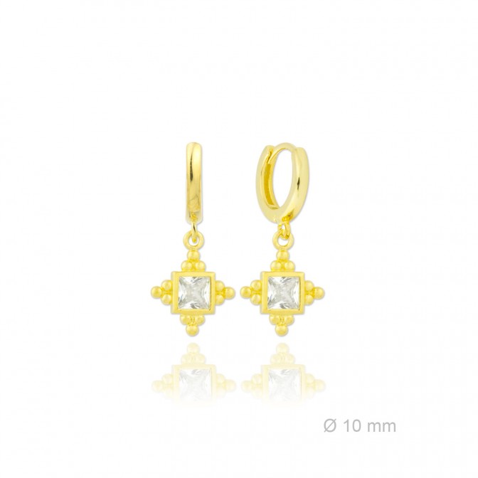 Pendientes de Plata de Ley y circonita