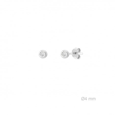 Pendientes de Plata de Ley y circonita de 4mm