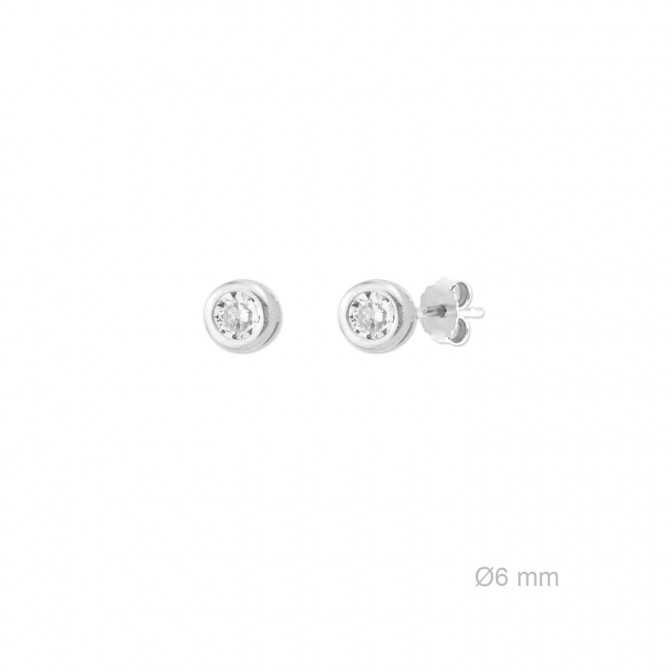 Pendientes de Plata de Ley y circonita de 6mm