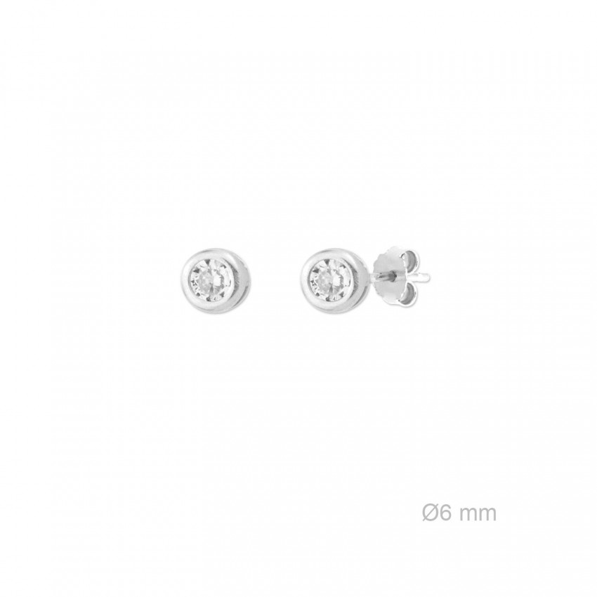 Pendientes de Plata de Ley y circonita de 6mm