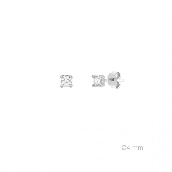 Pendientes de Plata de Ley y circonita de 4mm