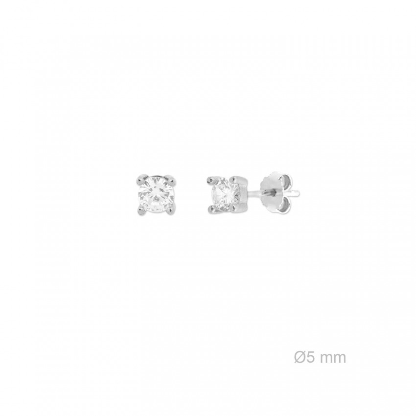 Pendientes de Plata de Ley y circonita de 5mm