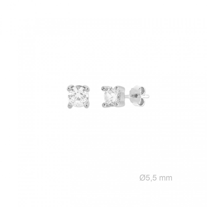 Pendientes de Plata de Ley y circonita de 5.5mm