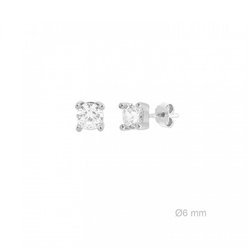 Pendientes de Plata de Ley y circonita de 6mm