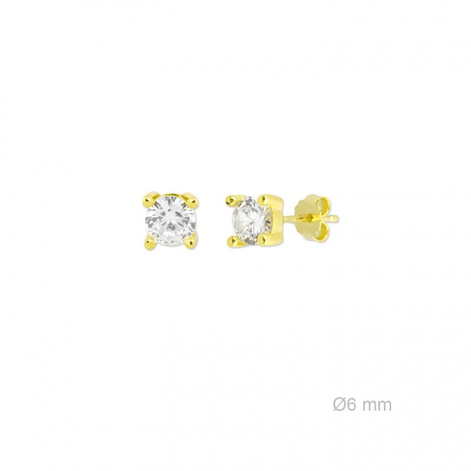 Pendientes de Plata de Ley y circonita de 6mm