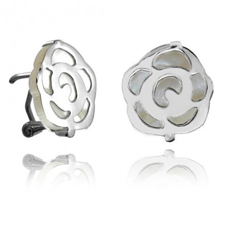 Pendientes de Plata de Ley y nácar