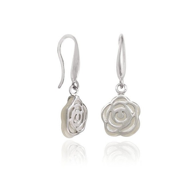 Pendientes de Plata de Ley y nácar