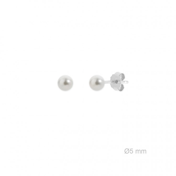 Pendientes de Plata de Ley y perla de concha de nácar de 5mm