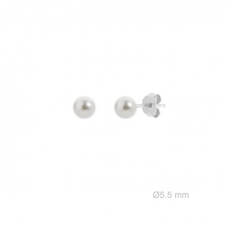 Pendientes de Plata de Ley y perla de concha de nácar de 5.5mm
