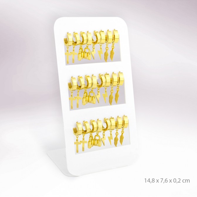 Expositor - 12 pares de pendientes de Acero