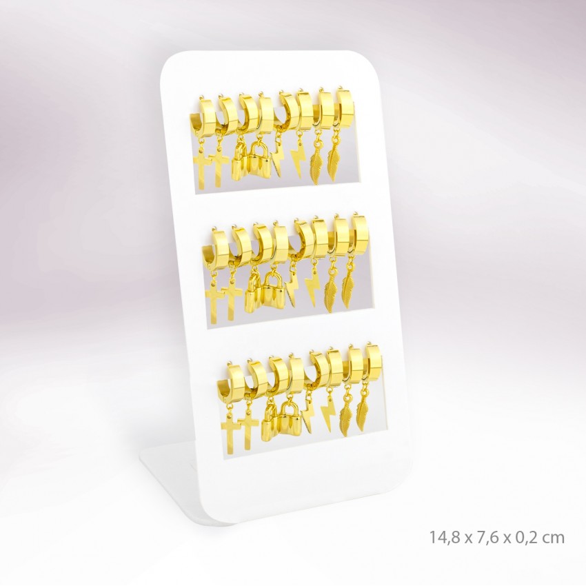 Expositor - 12 pares de pendientes de Acero