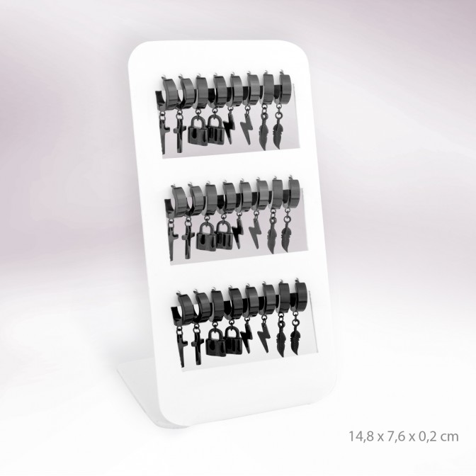 Expositor - 12 pares de pendientes de Acero