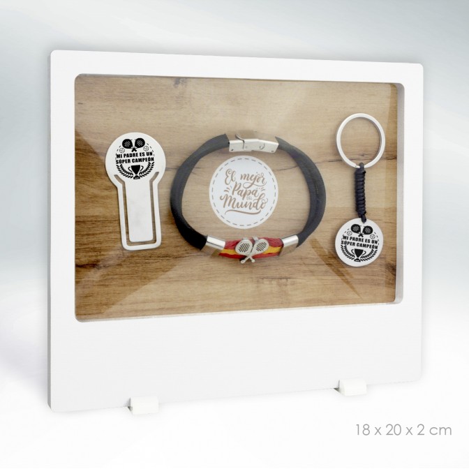 Pack Día del Padre - Marcapáginas, pulsera y llavero en Acero