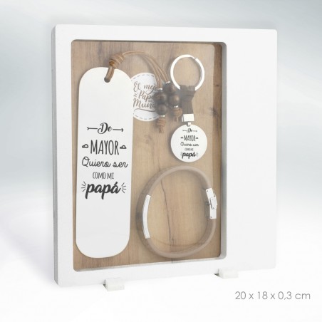 Pack Día del Padre - Marcapáginas, pulsera y llavero en Acero
