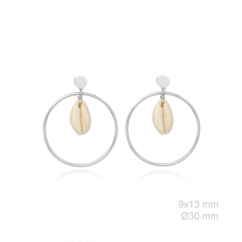 Pendientes de Plata de Ley y nácar