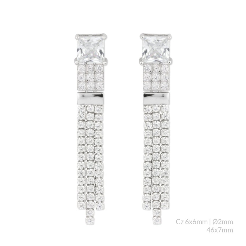 Pendientes de Plata de Ley con circonitas