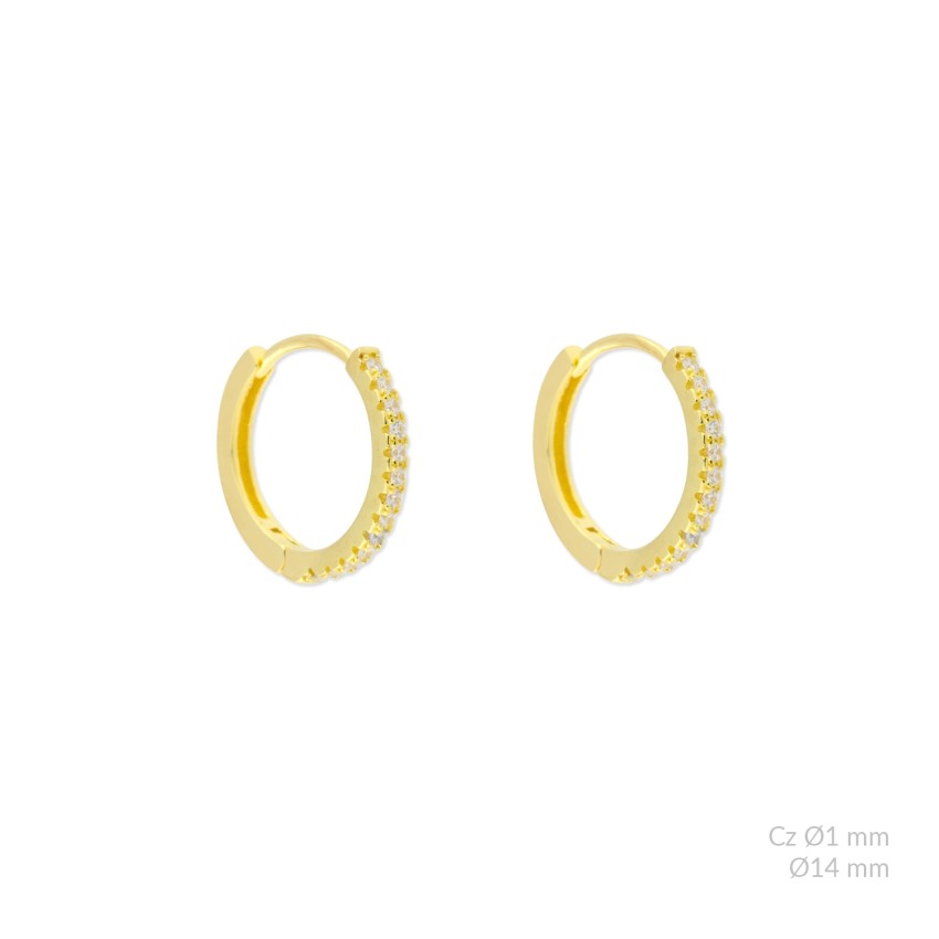 Aros de Plata de Ley y circonita | Ø14mm