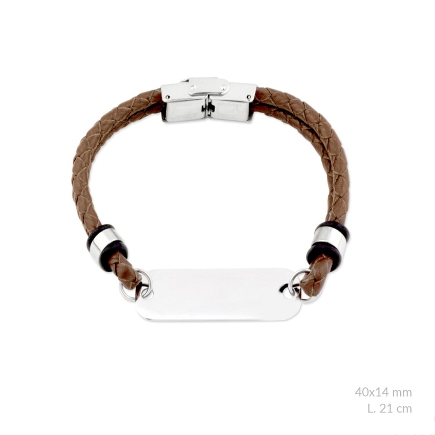 Pulsera de Acero y polipiel | 40x14 mm |  L.21 mm