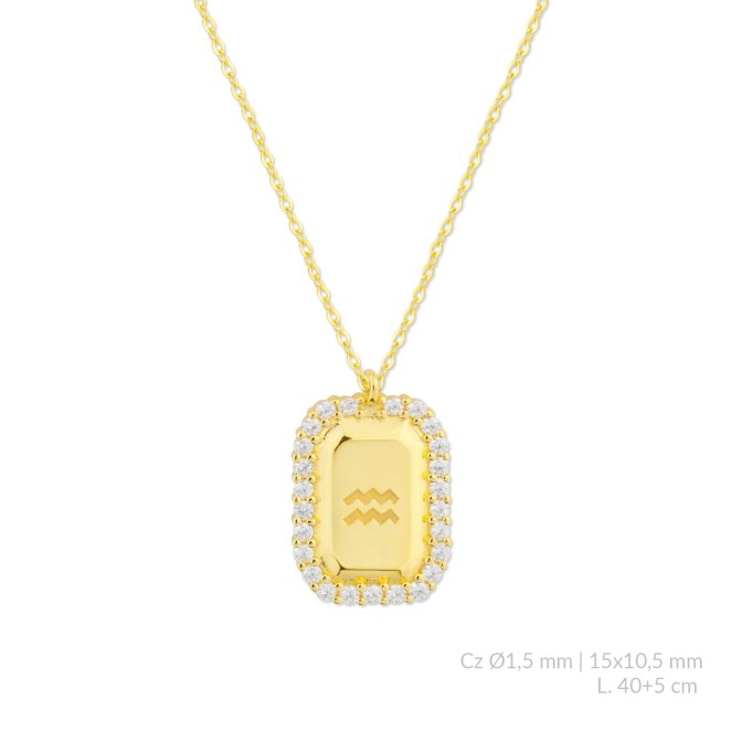 Gargantilla de Plata de Ley con circonitas | Acuario