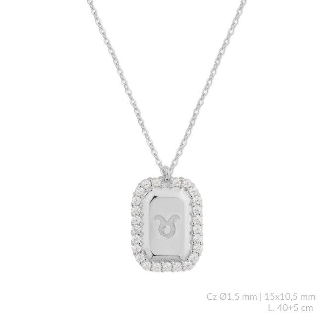 Gargantilla de Plata de Ley con circonitas | Tauro