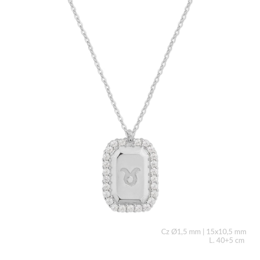 Gargantilla de Plata de Ley con circonitas | Tauro