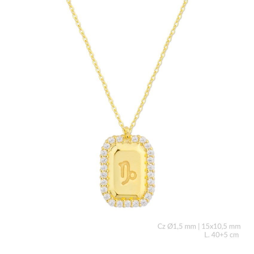 Gargantilla de Plata de Ley con circonitas | Capricornio