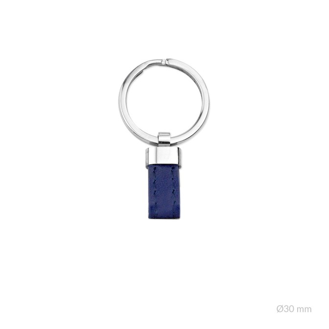 Anilla de Acero y entrepieza de cuero azul navy | Ø30mm