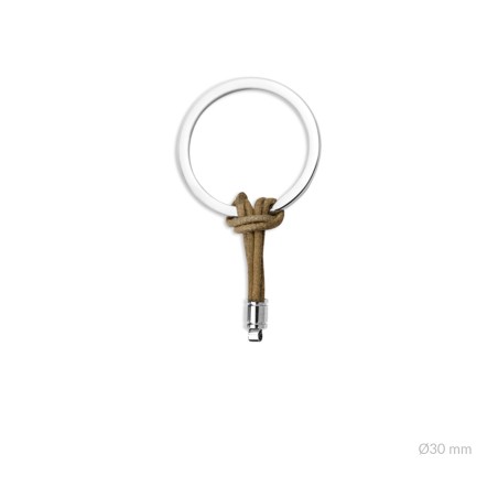 Anilla de acero y entrepieza de cuero camel anudado | Ø30 mm