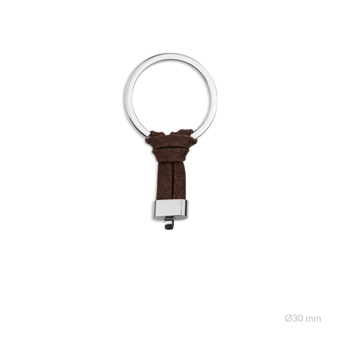 Anilla de acero y entrepieza de ante marrón anudada | Ø30 mm