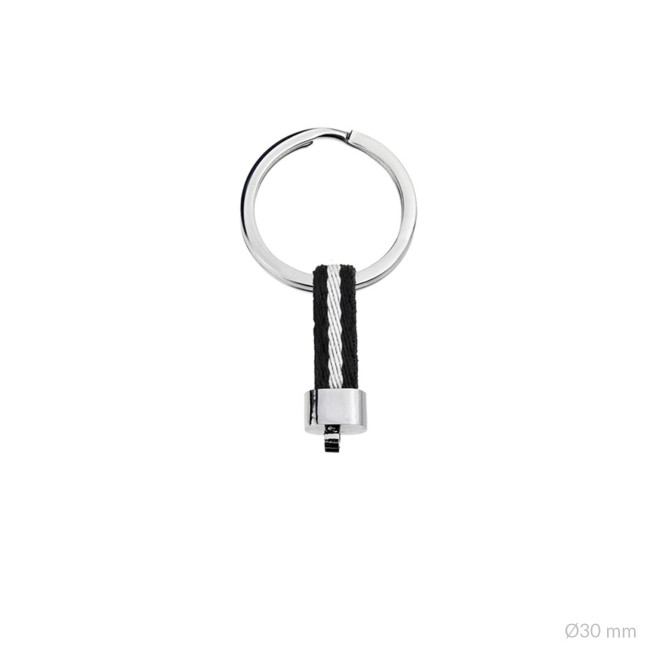 Anilla de acero y entrepieza de tela de algodón negro/blanco | Ø30mm