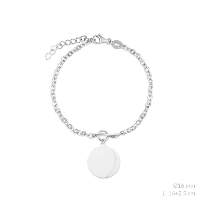 Pulsera de Plata de Ley con motivo de Ø16 mm