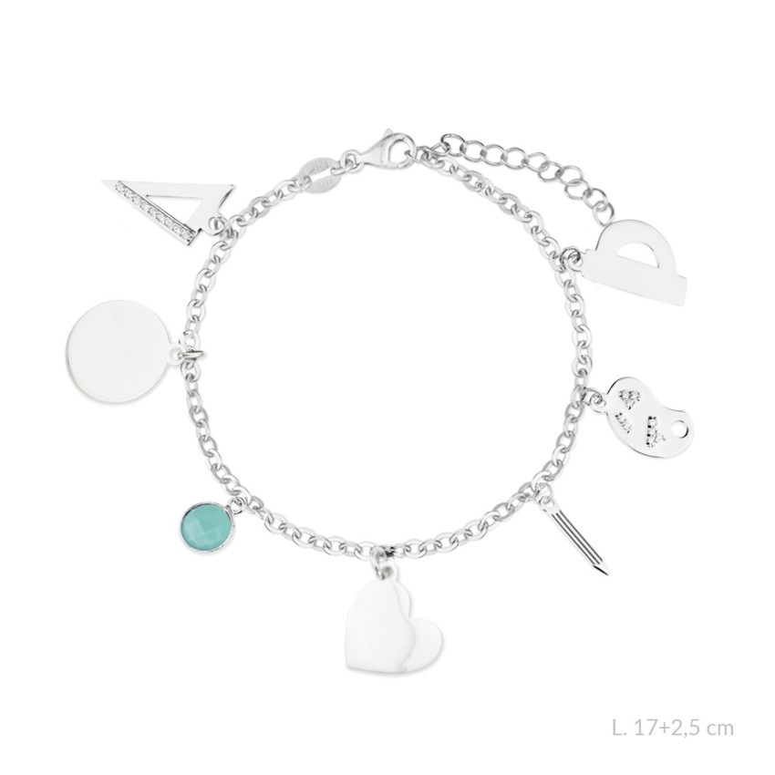 Pulsera de la "Maestra" de Plata de Ley con colgante para grabar | Ø12 mm