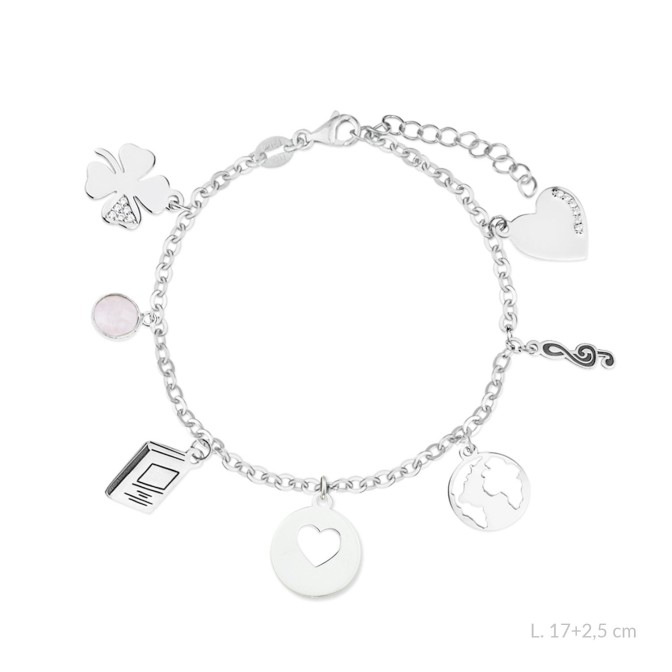 Pulsera de la "Maestra" de Plata de Ley con colgante para grabar | Ø12 mm