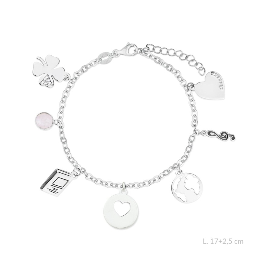 Pulsera de la "Maestra" de Plata de Ley con colgante para grabar | Ø12 mm