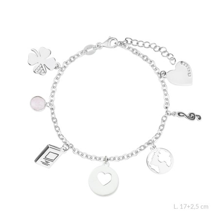 Pulsera de la "Maestra" de Plata de Ley con colgante para grabar | Ø12 mm