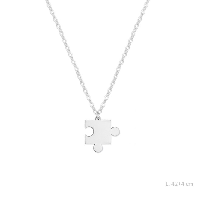 Gargantilla con forma de puzzle de Plata de Ley | 17x12 mm | L. 42+4 cm
