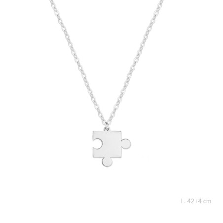 Gargantilla con forma de puzzle de Plata de Ley | 17x12 mm | L. 42+4 cm