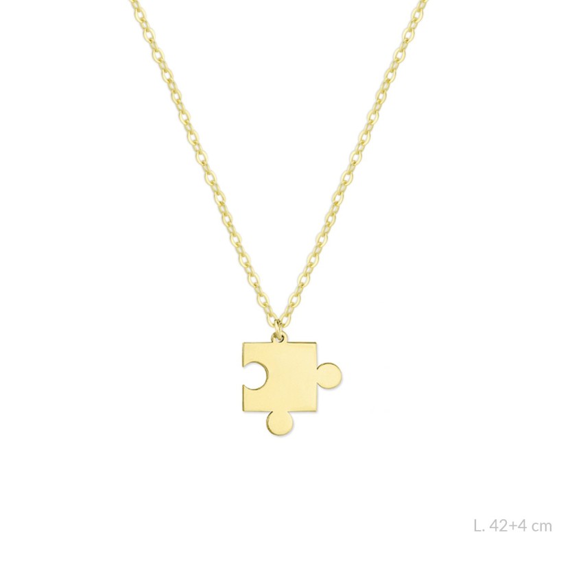 Gargantilla con forma de puzzle de Plata de Ley | 17x12 mm | L. 42+4 cm