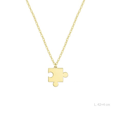 Gargantilla con forma de puzzle de Plata de Ley | 17x12 mm | L. 42+4 cm