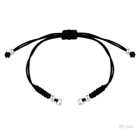 Cuerpo de macramé negro con terminales de Plata de Ley | Asas abiertas | L. 21 cm máx.