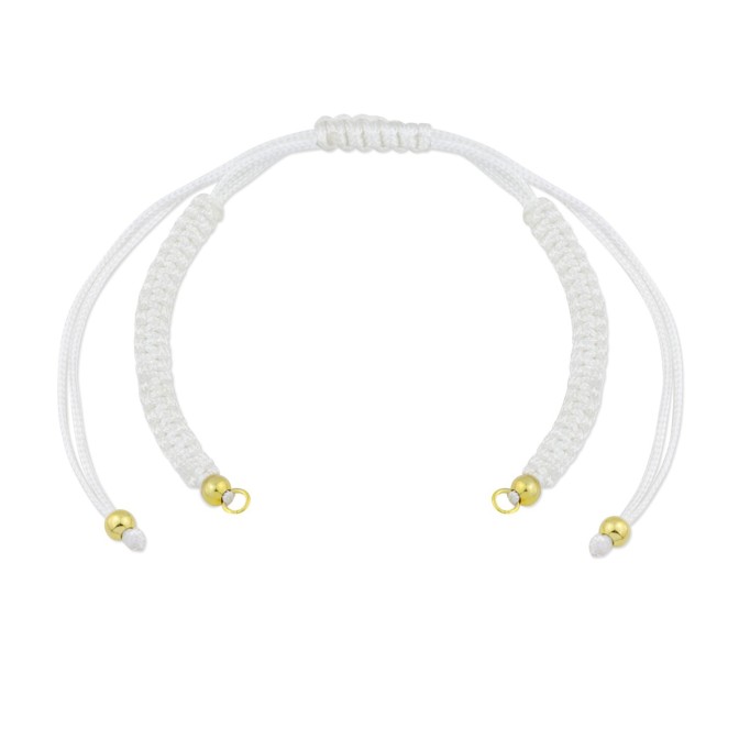 Cuerpo de macramé blanco con terminales de Plata de Ley | Asas abiertas | L. 25 cm máx.