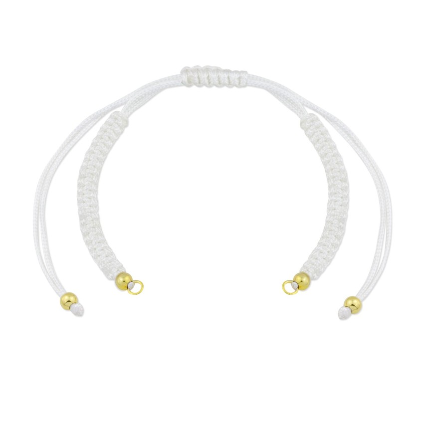 Cuerpo de macramé blanco con terminales de Plata de Ley | Asas abiertas | L. 25 cm máx.