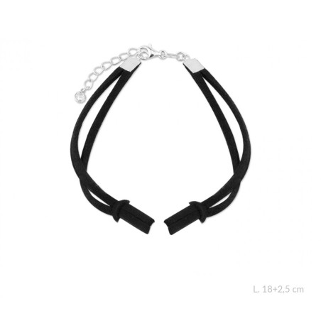 Cuerpo de ante negro con terminales de Plata de Ley y circonita | L. 21+3,5 cm