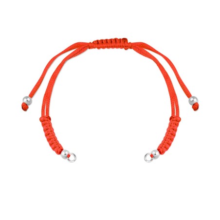 Cuerpo de macramé rojo con terminales de Plata de Ley | Asas abiertas | L. 28,5 cm máx.