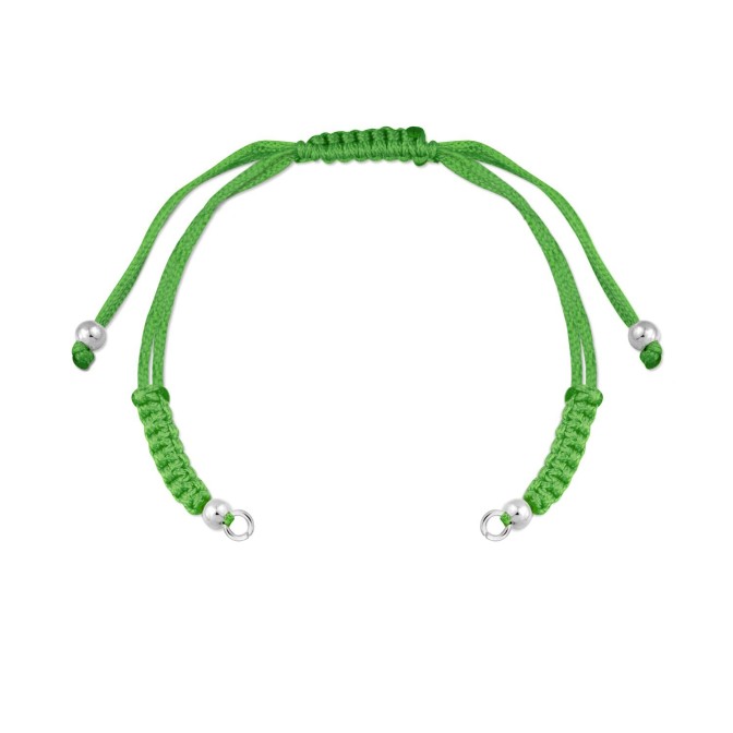 Cuerpo de macramé verde con terminales de Plata de Ley | Asas abiertas | L. 28,5 cm máx.