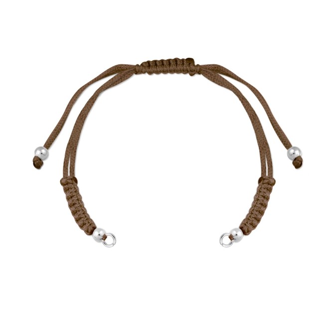 Cuerpo de macramé marrón con terminales de Plata de Ley | Asas abiertas | L. 28,5 cm máx.