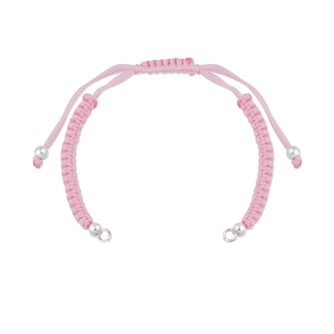 Cuerpo de macramé rosa bebé con terminales de Plata de Ley | Asas abiertas | L. 25,5 cm máx.