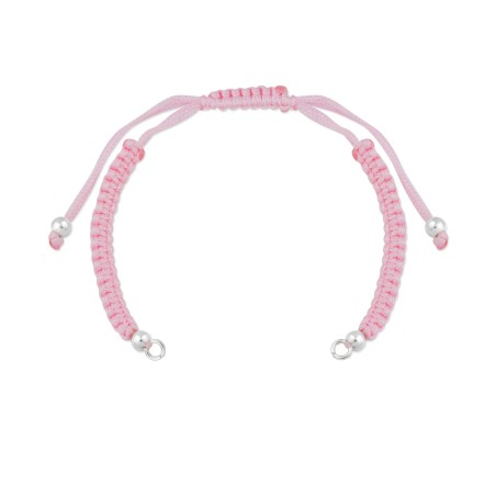 Cuerpo de macramé rosa bebé con terminales de Plata de Ley | Asas abiertas | L. 25,5 cm máx.