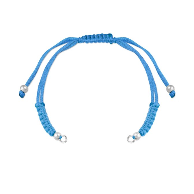 Cuerpo de macramé azul con terminales de Plata de Ley | Asas abiertas | L. 28,5 cm máx.